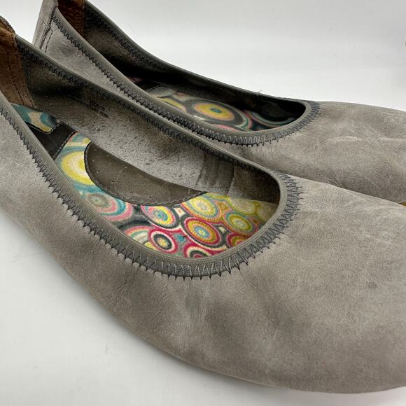 Born Julianne Distressed Gray Leather Slip-On Ballerina Flat Size 10 - Picture 7 of 15